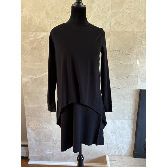 COS Double Layer Black Dress – XS Long Sleeve Fall Avante Garde Minimalist Chic - Picture 3 of 9